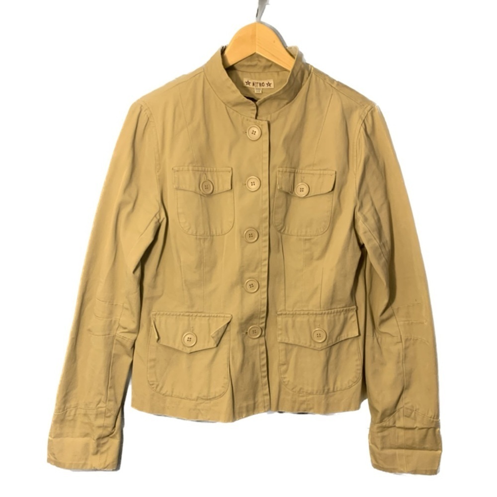 Nitro taupe Military style Button up Ladies jacket Large Fall Autumn Coat